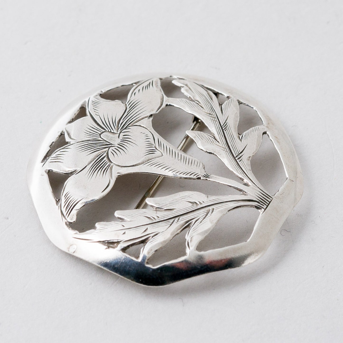 Silber Brosche 835 Floral 3,9 cm 5,86 g3