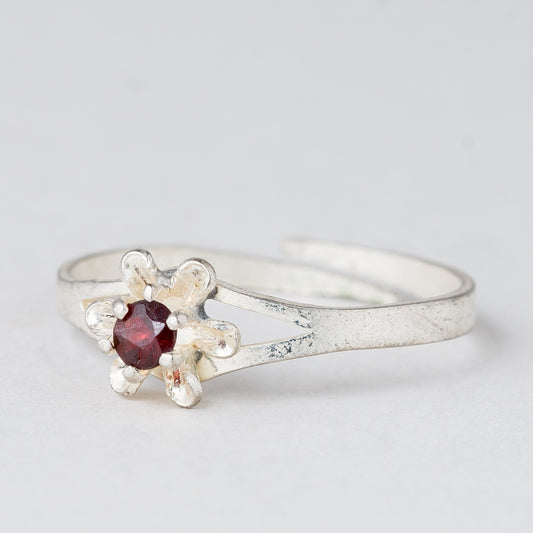Ring Roter Stein 1,25 g 835er Silber Größe 59 (18,8 mm Ø)0