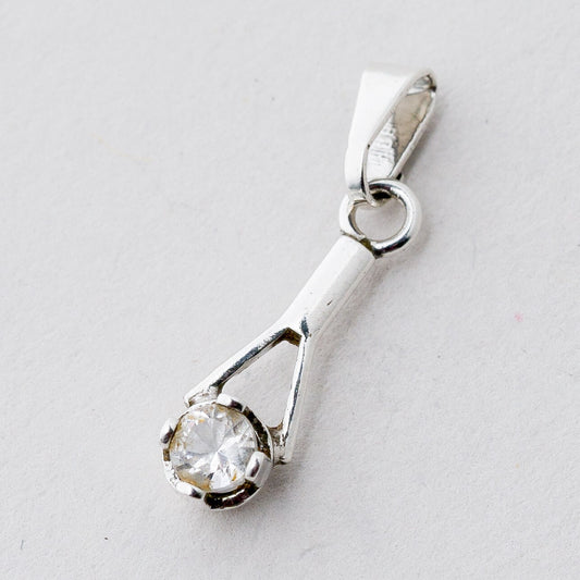 Anhänger Silber 835 Weißer Stein 2,3 cm 0,6 g0