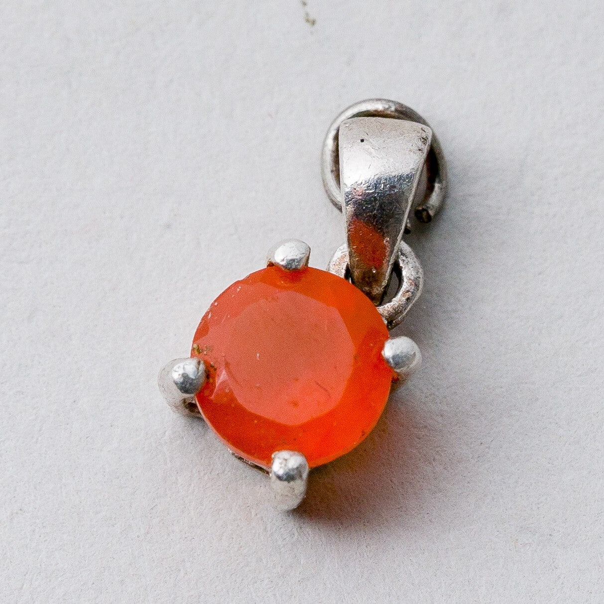Anhänger Silber 925 Oranger Stein 1 cm 0,8 g0