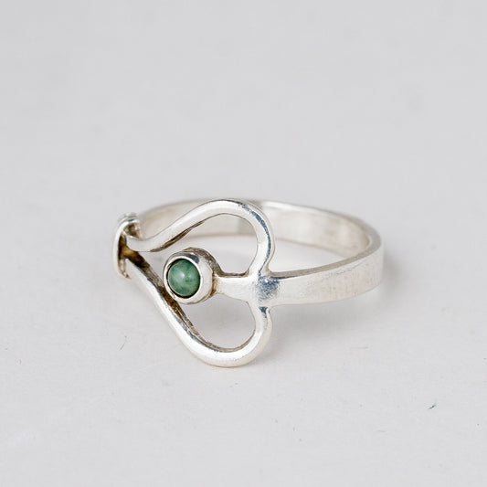 Silber Ring 52 (16,5 mm Ø) Grüner Stein 2,16 g0