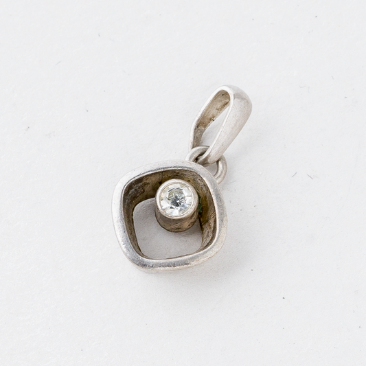 Anhänger Weißer Stein 925er Silber 1,2 g 1,6 cm0