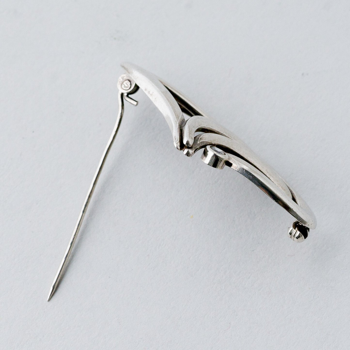 Silber Brosche Spange 925 Weißer Stein 3,52 g5