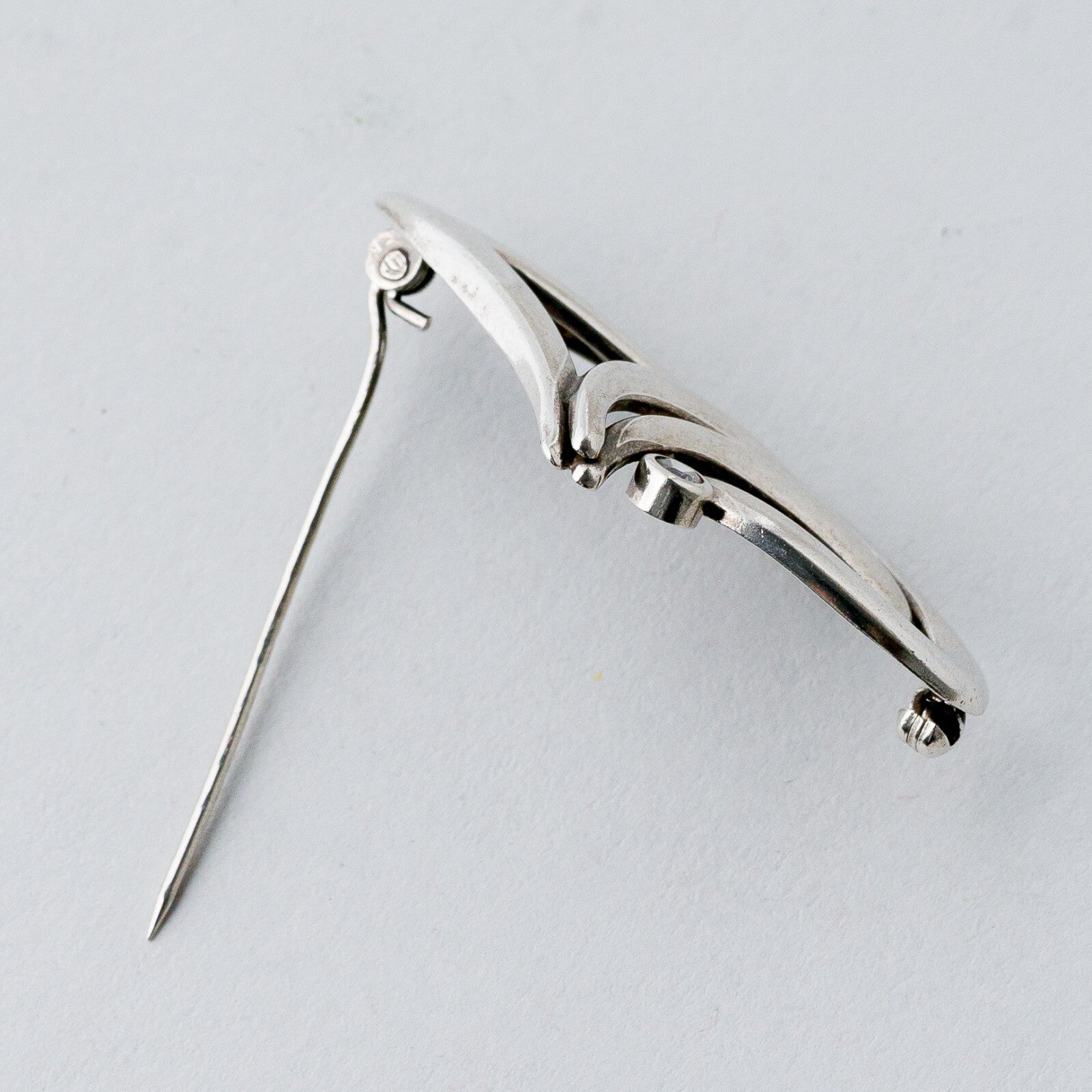 Silber Brosche Spange 925 Weißer Stein 3,52 g5