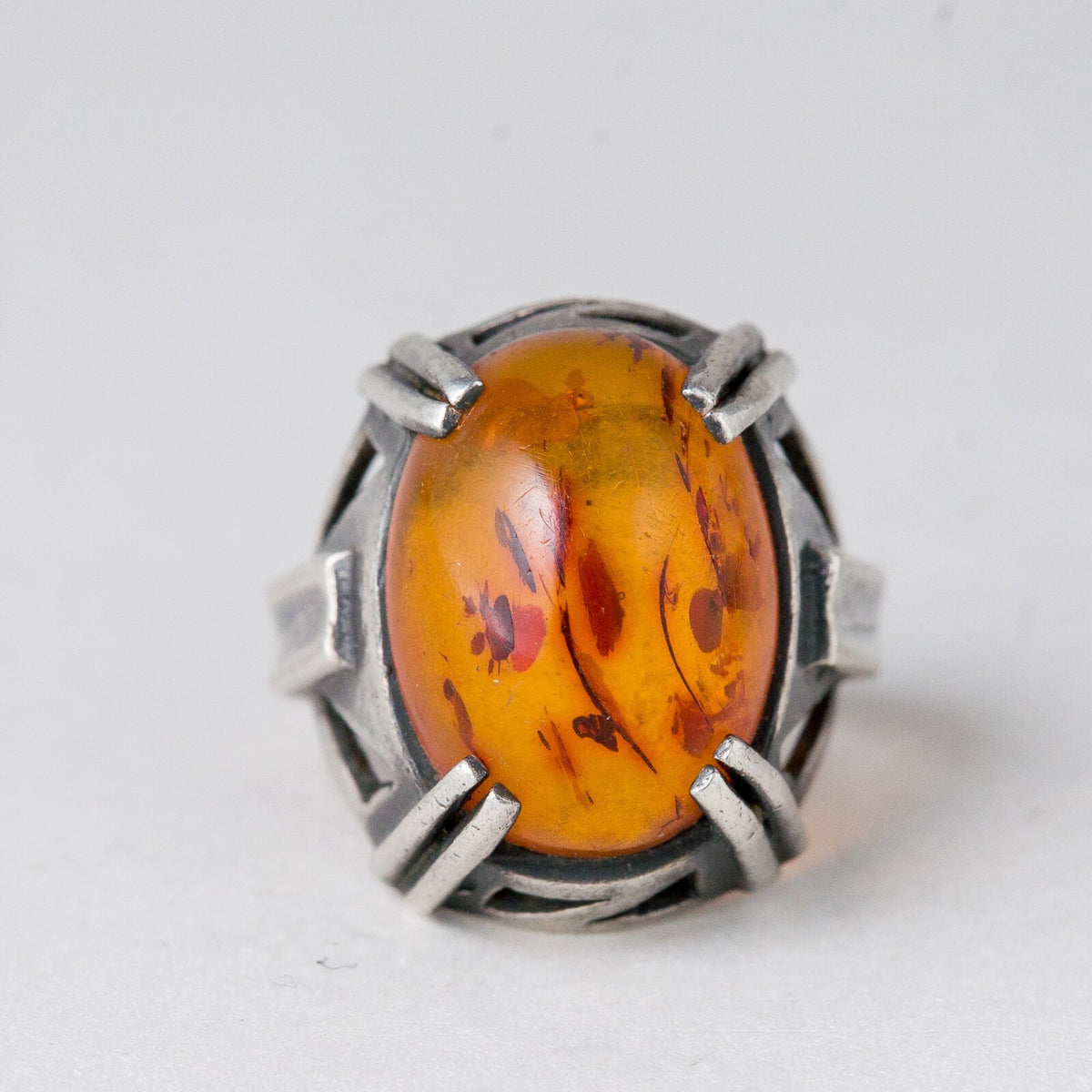 Silber Ring 925 Bernstein-Imitat Größe 52 (16,5 mm Ø) 5,61 g5
