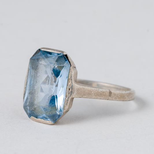 Ring Blauer Stein 835er Silber 3,79 g Größe 55 (17,5 mm Ø)0