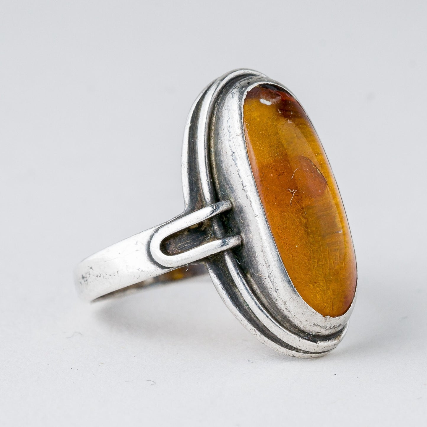 Silber Ring 835 Bernstein Größe 53 (16,8 mm Ø) 4,16 g1