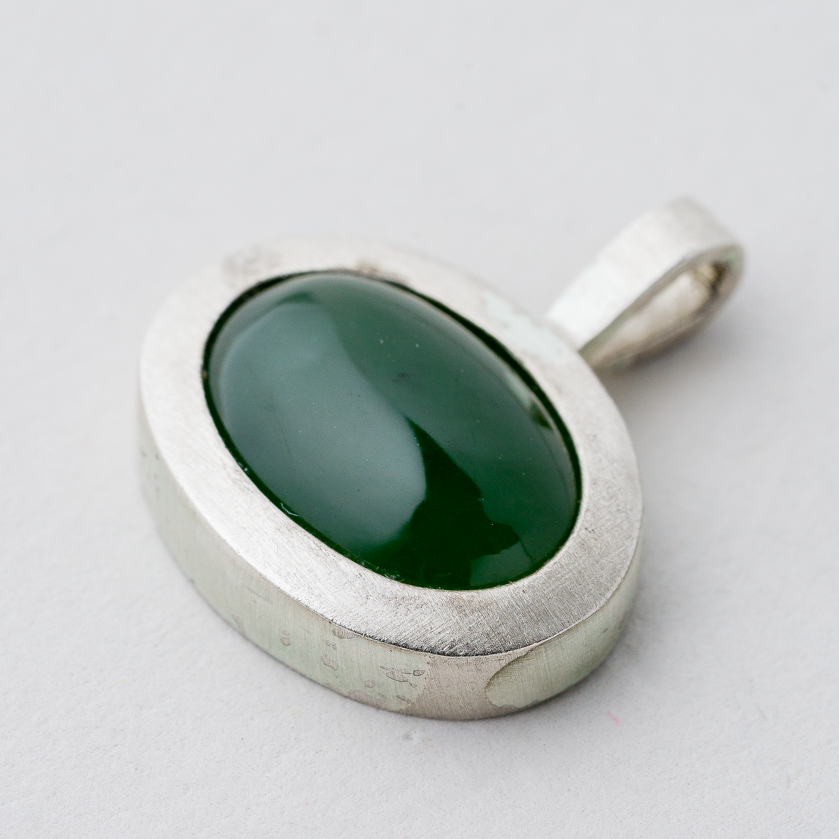 Anhänger Grüner Stein 835er Silber 2,44 g 1,9 cm2