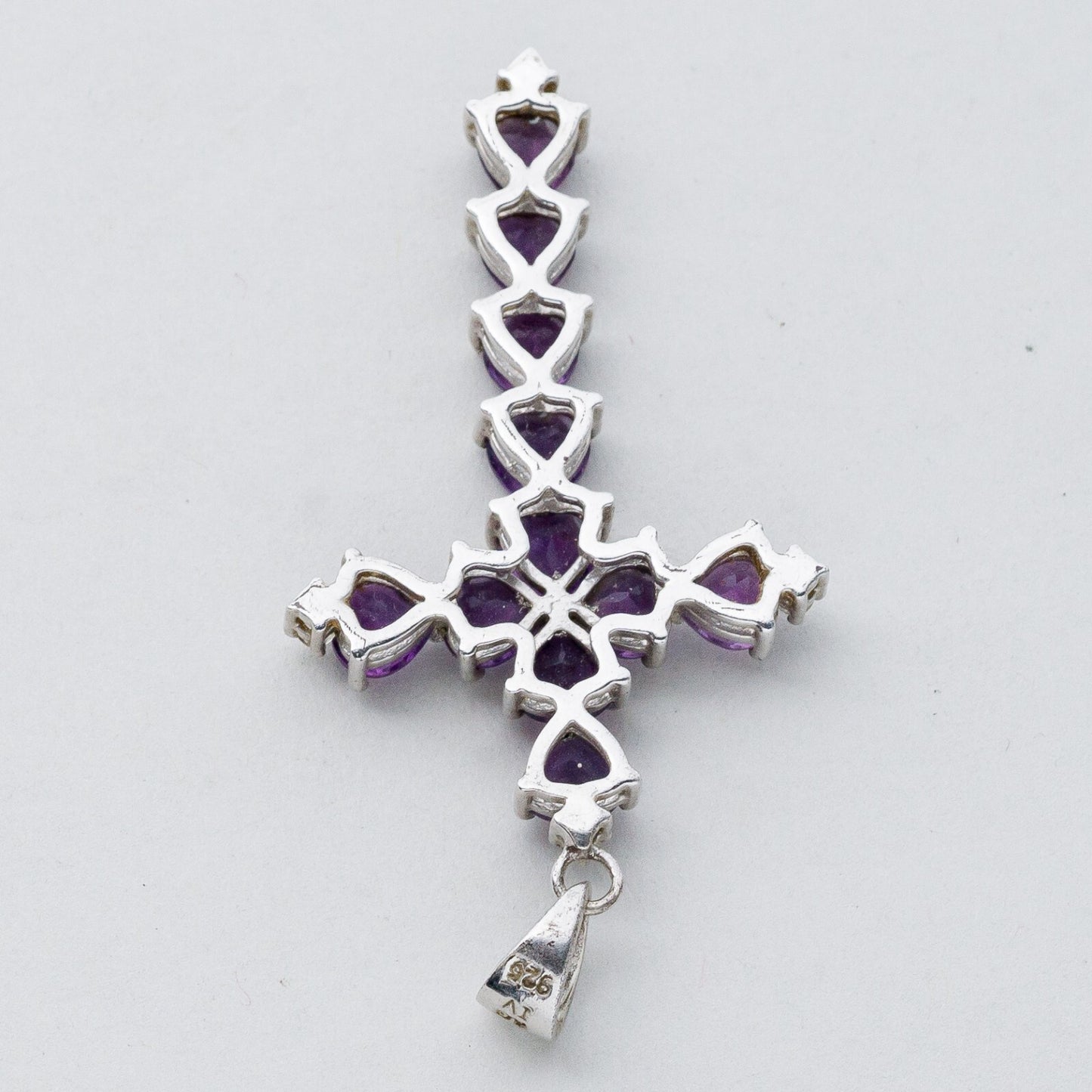 Silber Anhänger Kettenanhänger 925 Kreuz Lila Steine 4,53 g4