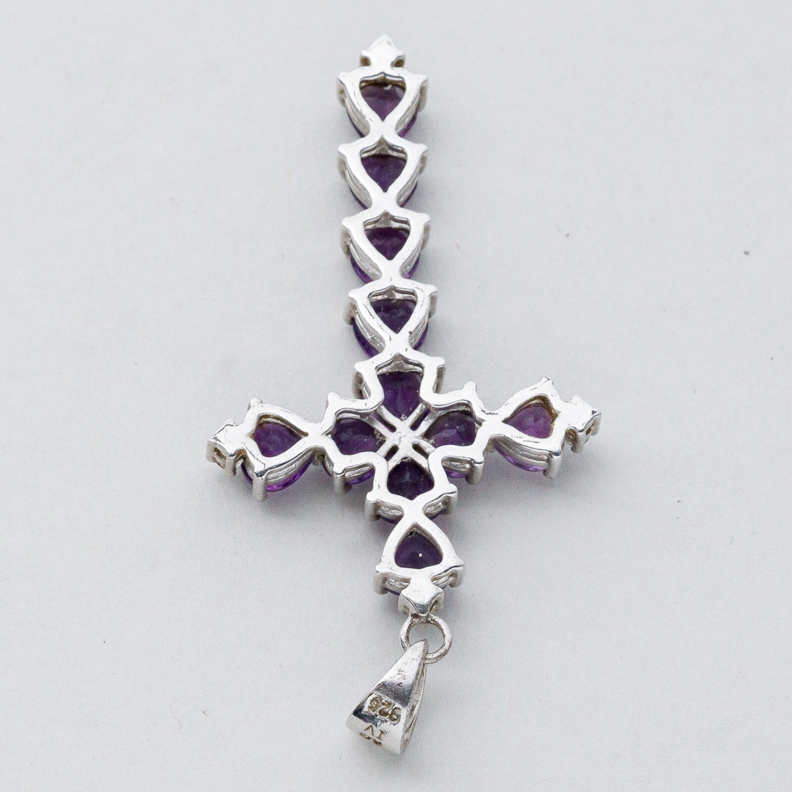 Silber Anhänger Kettenanhänger 925 Kreuz Lila Steine 4,53 g4