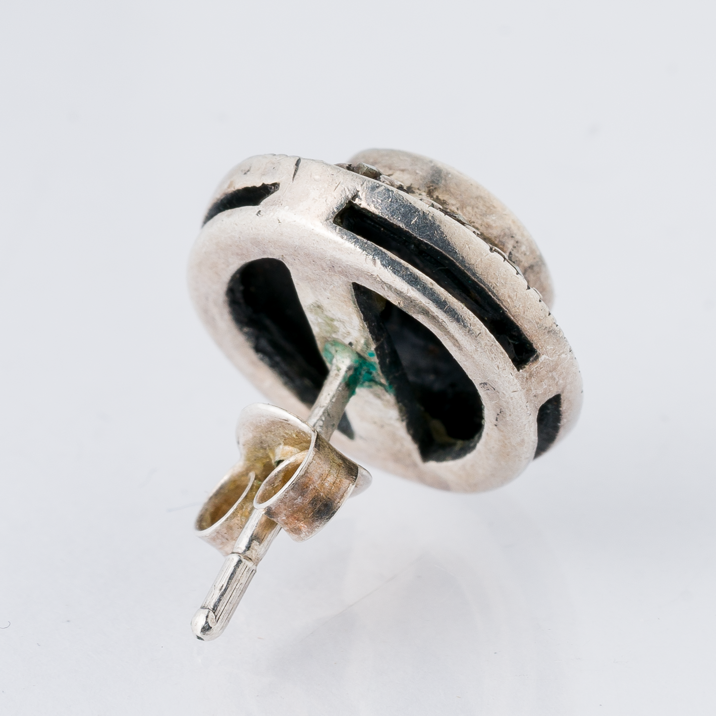 Einzelner Ohrring Ohrstecker Schwarzer Stein 925er Silber 2,23 g2