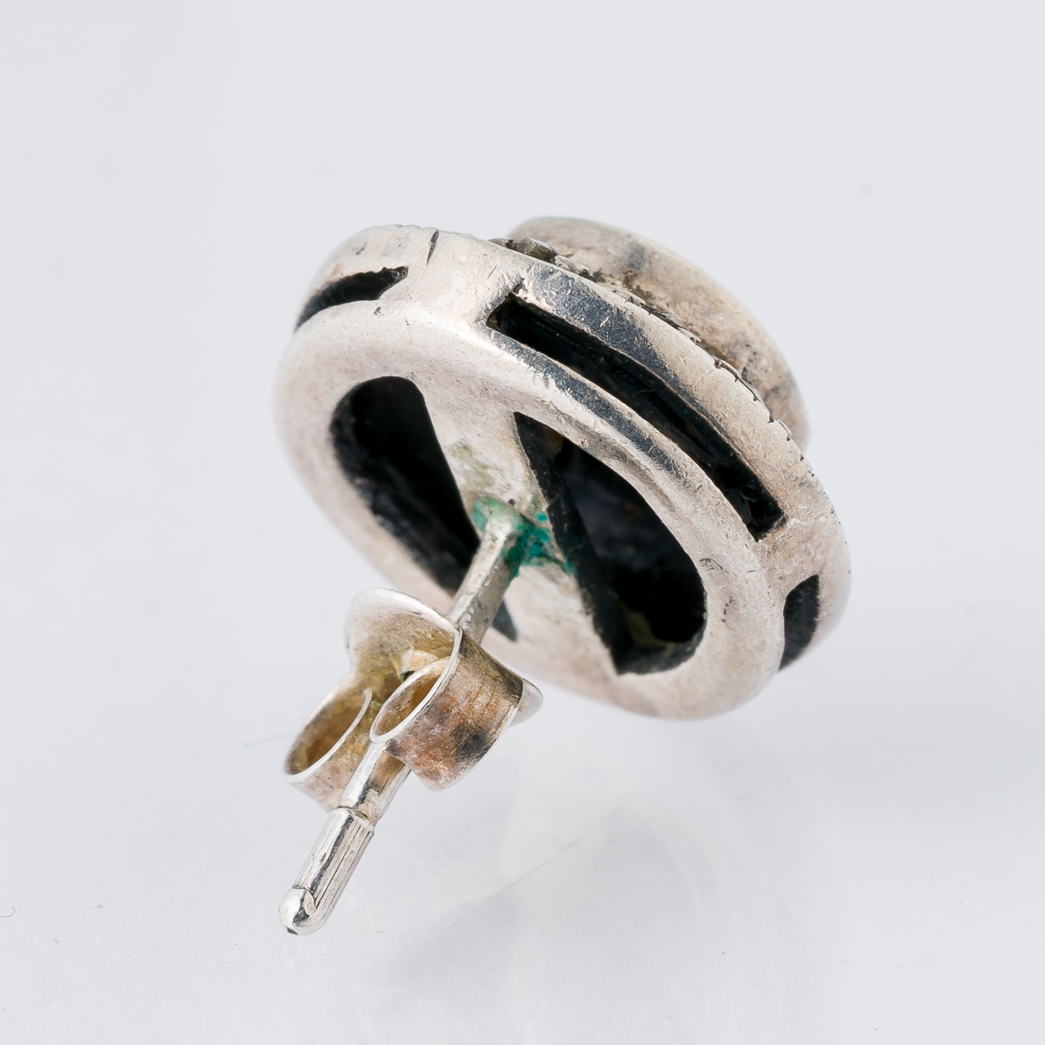 Einzelner Ohrring Ohrstecker Schwarzer Stein 925er Silber 2,23 g2