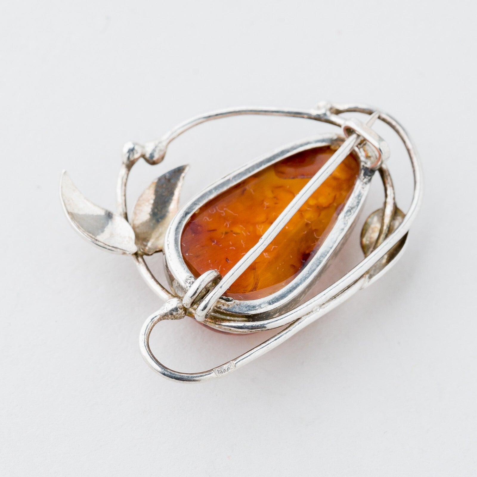 Silber Brosche Bernstein 6,61 g4