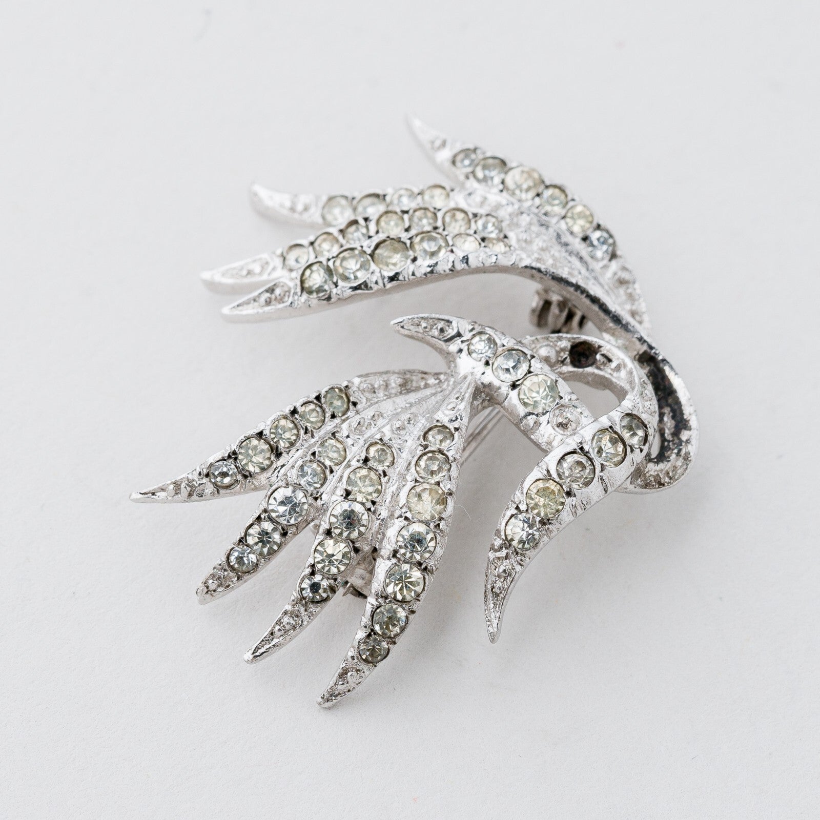 Silber Brosche 925 Weiße Steine 9 g2
