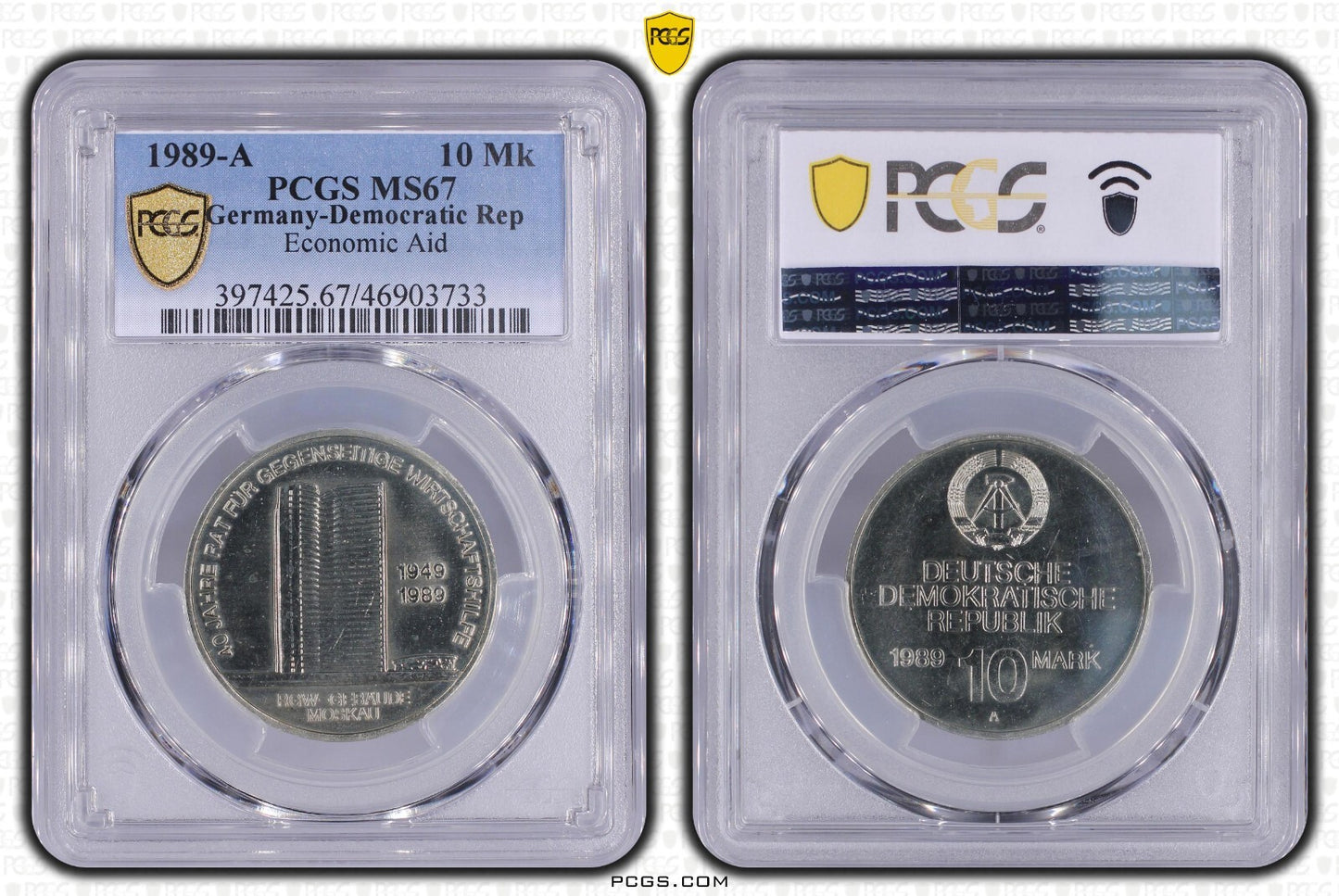 10 Mark DDR 1989 A Wirtschaftshilfe PCGS MS670