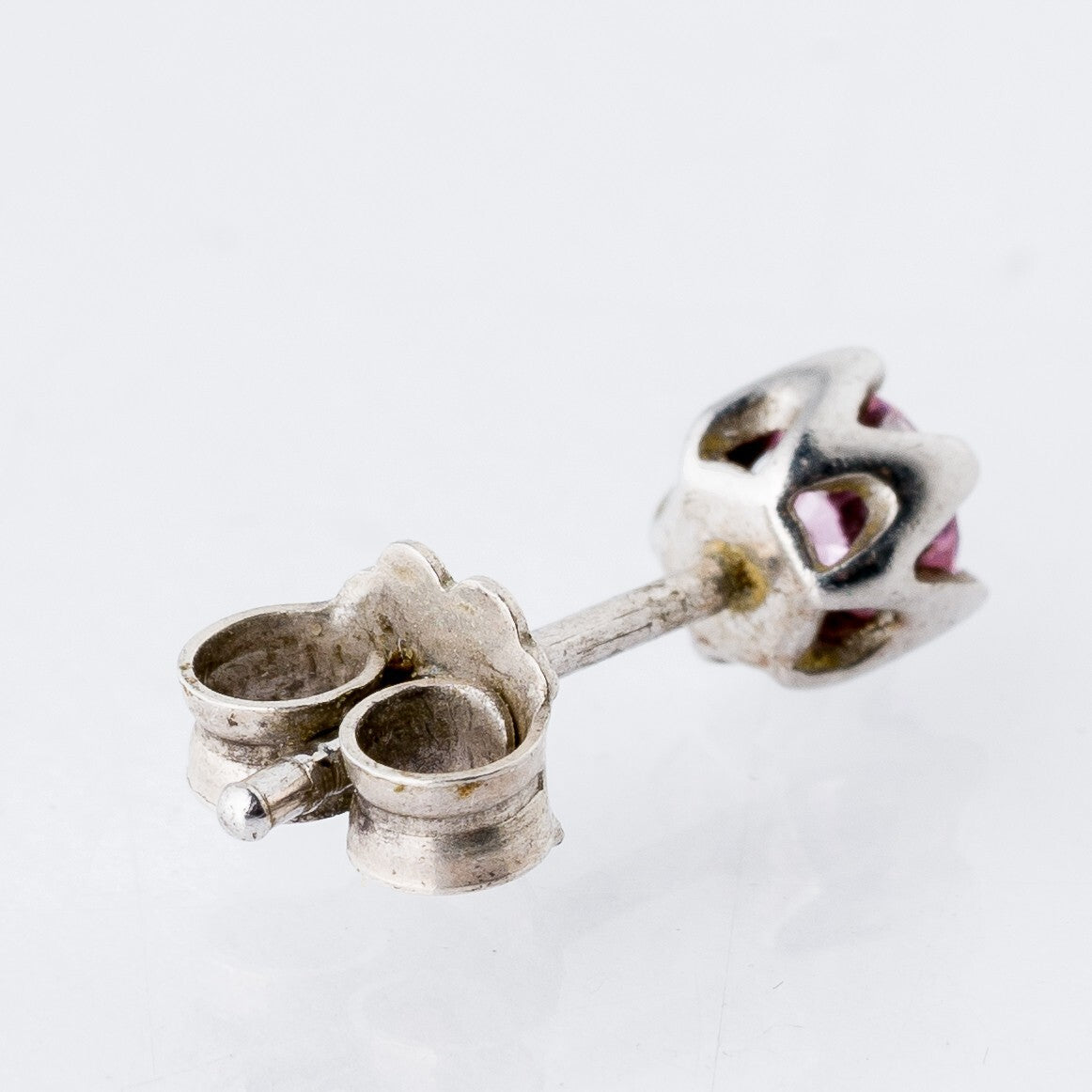 Einzelner Ohrring Ohrstecker Rosa Stein Silber 0,52 g2