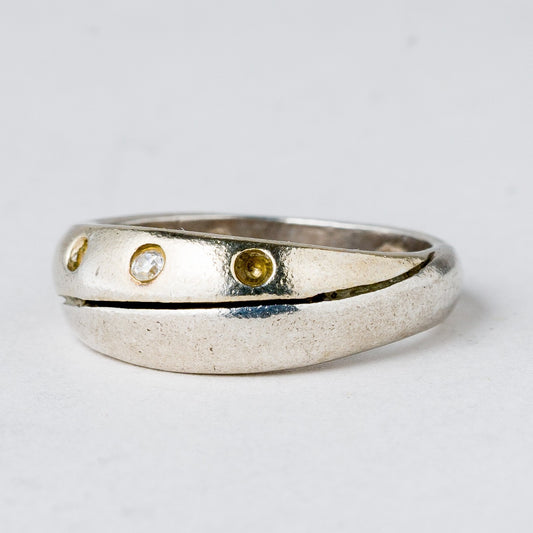 Silber Ring 925 Weißer Stein Größe 53 (16,8 mm Ø) 4,93 g0