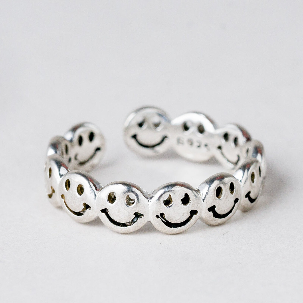 Silber Ring 925 Smileys Größe flexibel ca. 57 2,52 g5