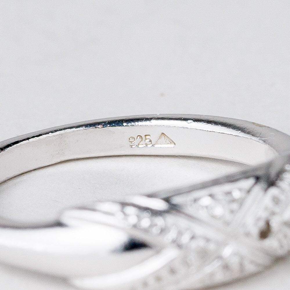 Silber Ring 925 Weiße Steine Größe 54 (17,2 mm Ø) 2,88 g8