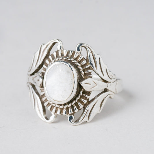 Silber Ring 925 Weißer Stein Größe 53 (16,8 mm Ø) 3,88 g0