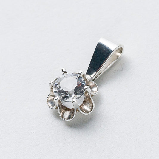 Anhänger 835 Silber Weißer Stein 1,5 cm 0,7 g0