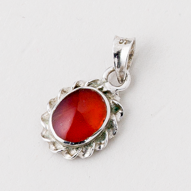 Anhänger Roter Stein 925er Silber 0,78 g 1,5 cm0