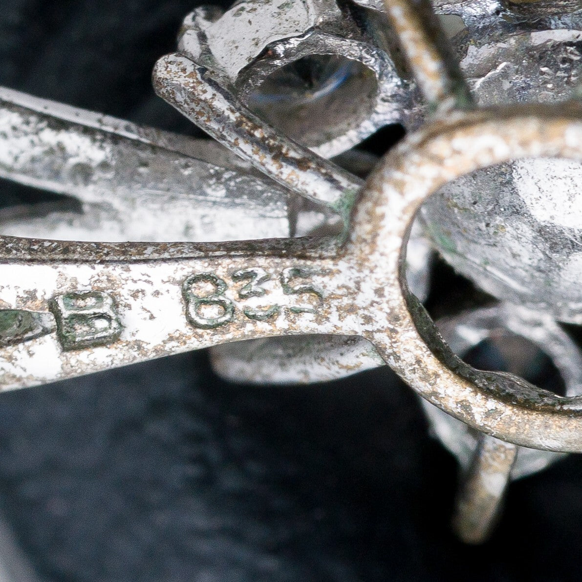 Anhänger 835 Silber Perle Weiße Steine 1,6 cm 1,54 g6