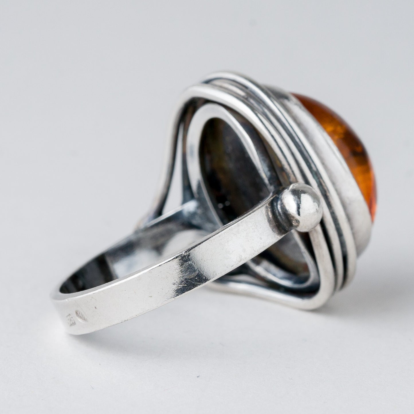 Silber Ring 925 Bernstein Größe 61 (19,4 mm Ø) 8,89 g2