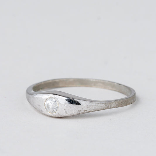 Ring Weißer Stein 1,56 g 925er Silber Größe 58 (18,4 mm Ø)0