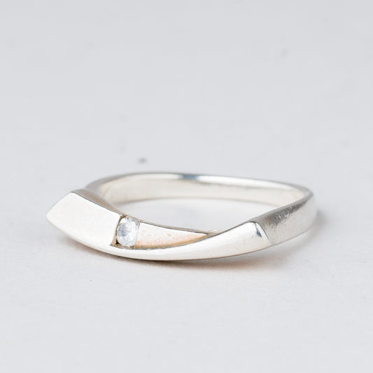 Ring Weißer Stein 3,59 g 925er Silber Größe 54 (17,2 mm Ø)0