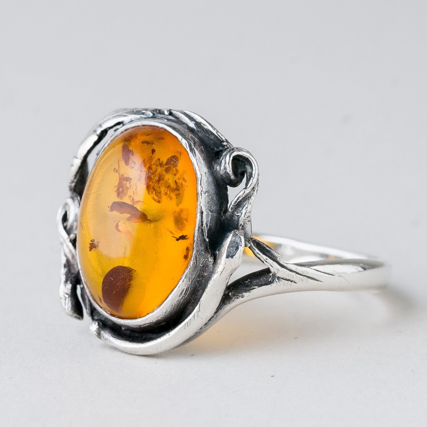 Silber Ring 925 Bernstein Größe 64 (20,3 mm Ø) 3,67 g0