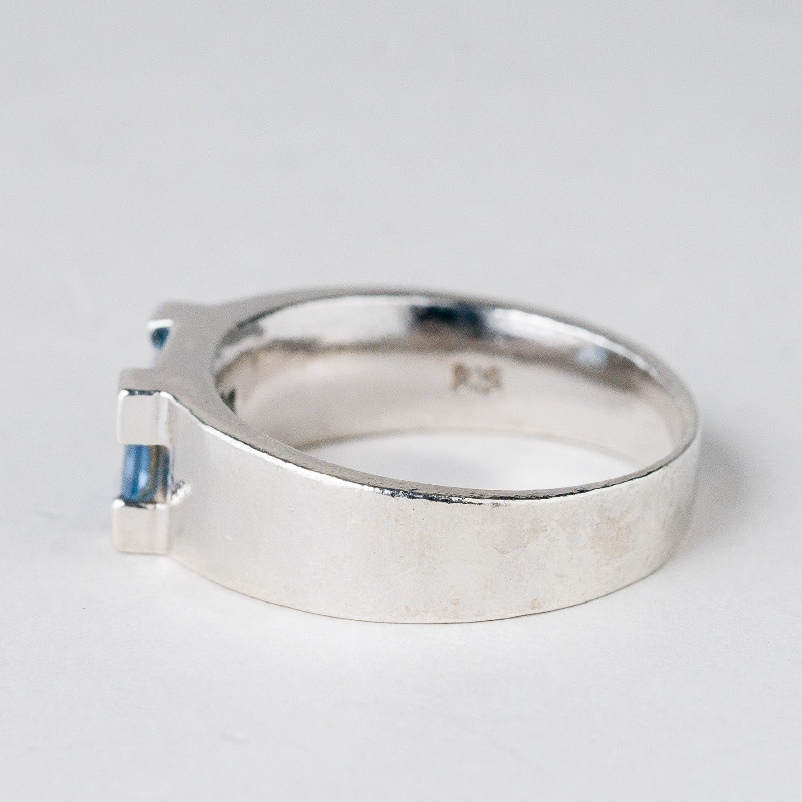 Silber Ring 925 Blauer Stein Größe 54 (17,2 mm Ø) 5 g1
