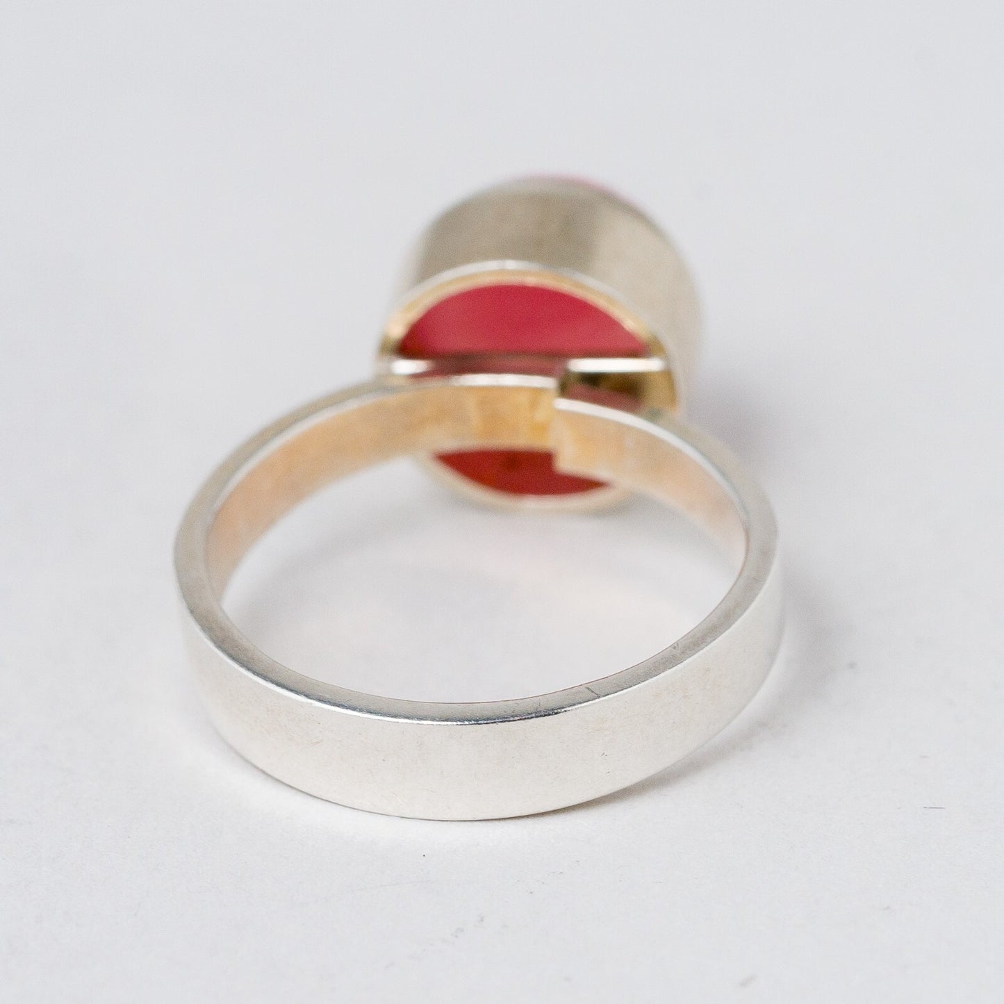 Silber Ring 925 Roter Stein Größe flexibel ca. 56 4,98 g3