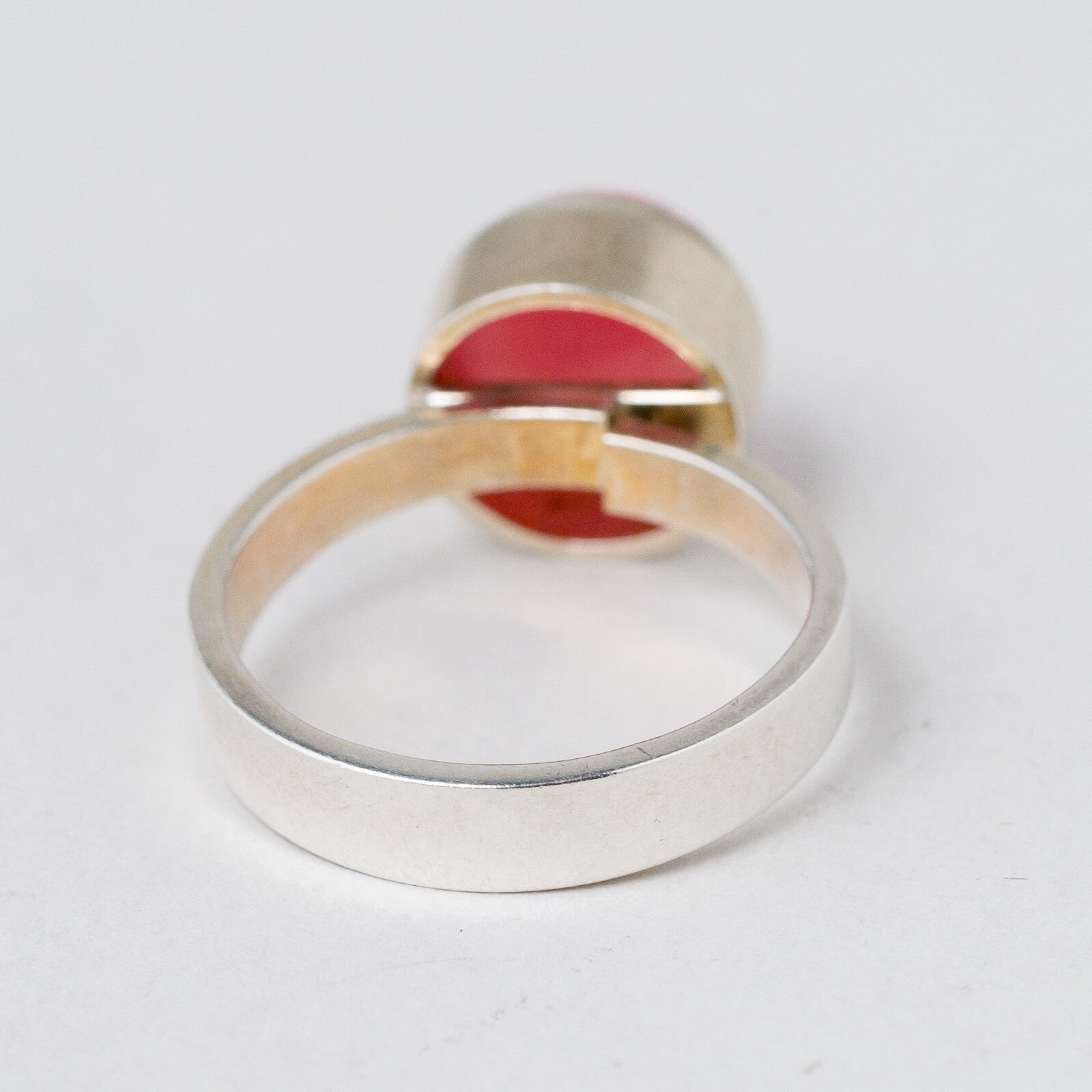 Silber Ring 925 Roter Stein Größe flexibel ca. 56 4,98 g3