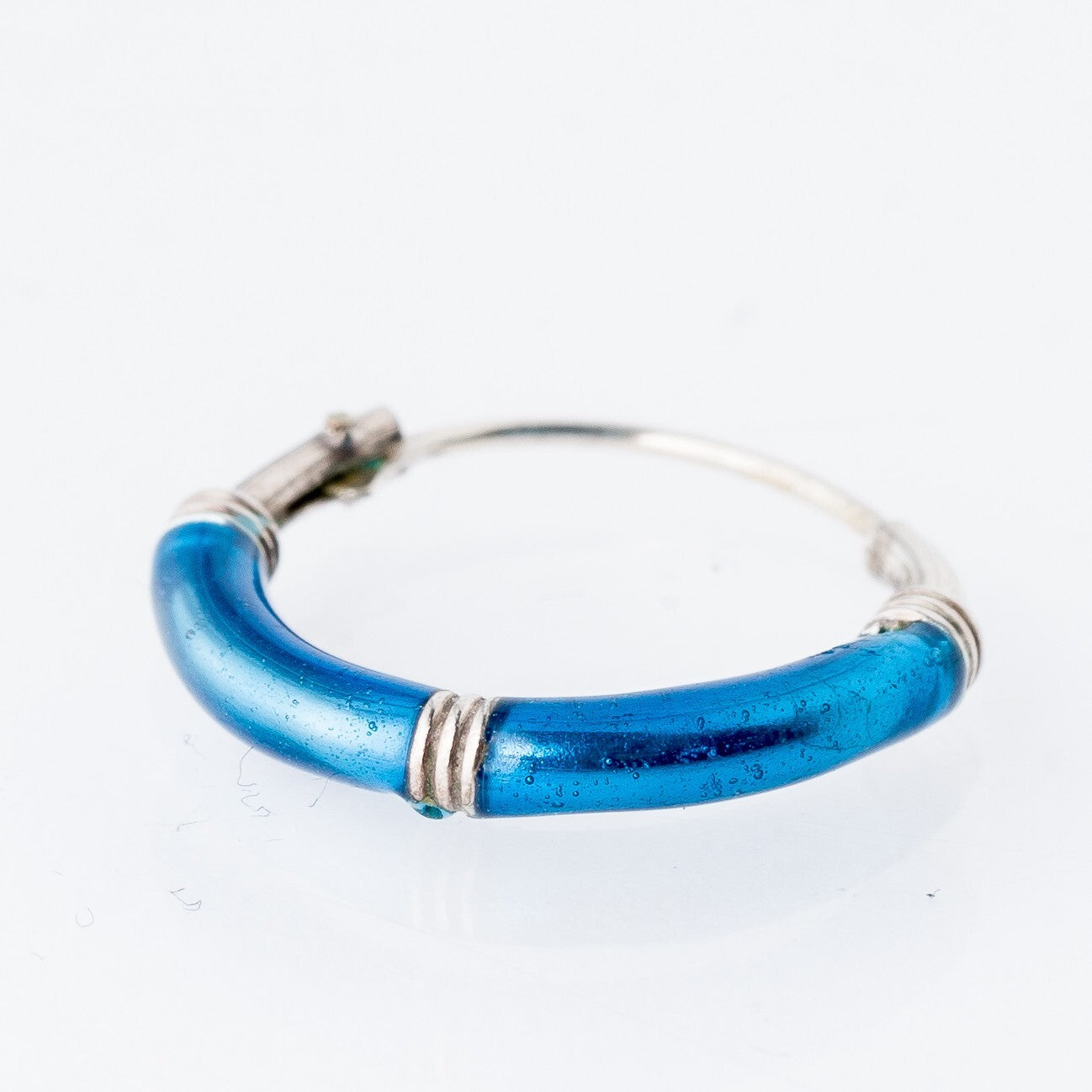 Einzelner Ohrring Creole Blau Silber 0,39 g0
