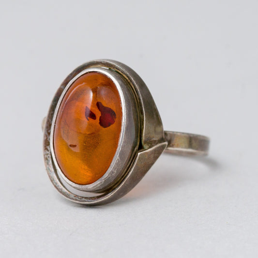 Silber Ring Bernstein Imitat Größe 55 (17,5 mm Ø) 3,8 g0