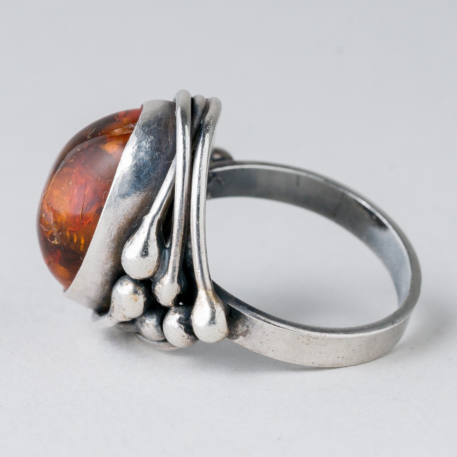 Silber Ring 925 Bernstein Größe 61 (19,4 mm Ø) 8,89 g4