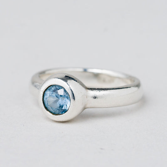 Silber Ring 925 Blauer Stein Größe 49 (15,6 mm Ø) 3,81 g0