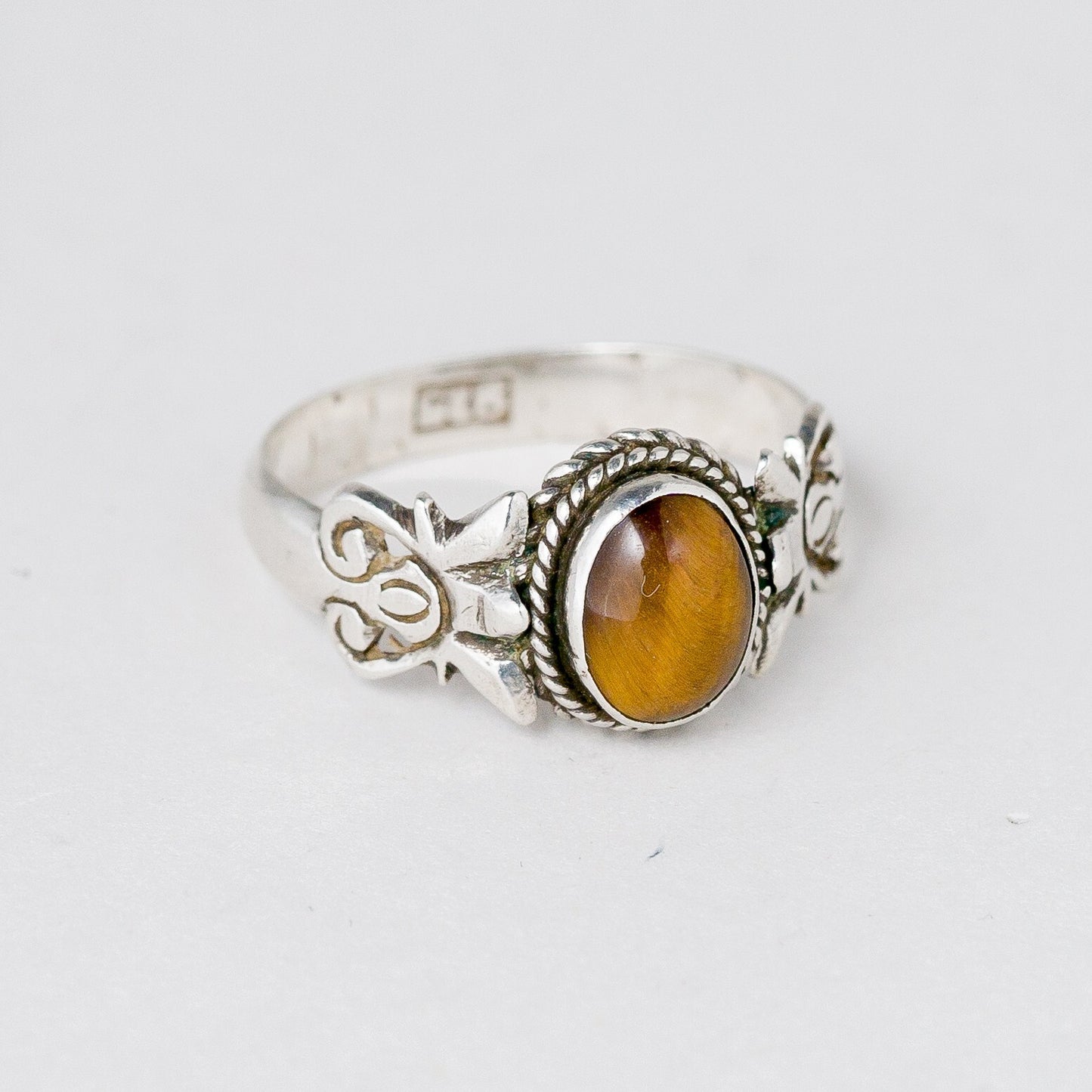 Silber Ring 56 (17,8 mm Ø) 925 Brauner Stein 2,51 g2
