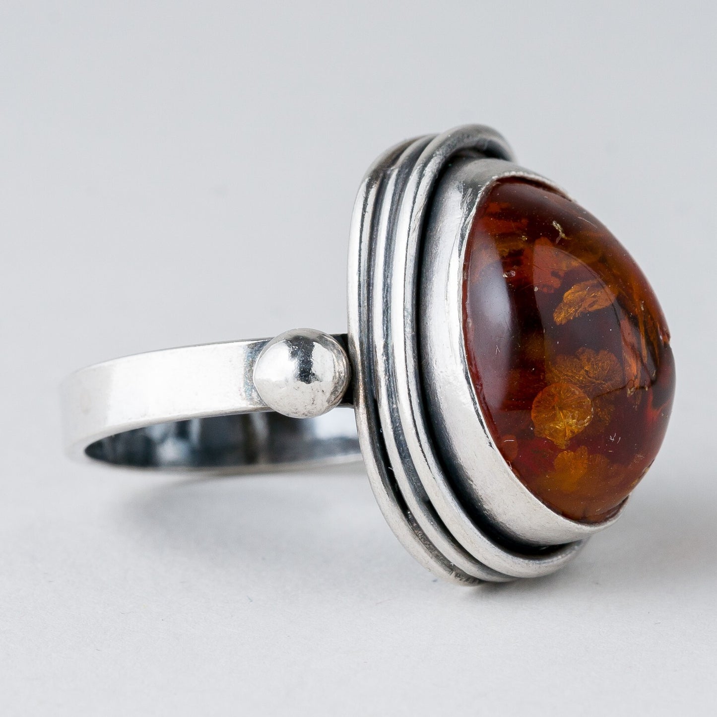 Silber Ring 925 Bernstein Größe 61 (19,4 mm Ø) 8,89 g1