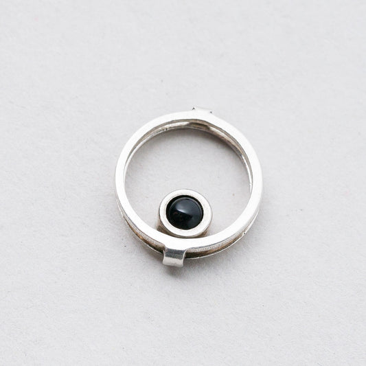 Silber Anhänger Kettenanhänger Schwarzer Stein 1 cm 0,55 g0