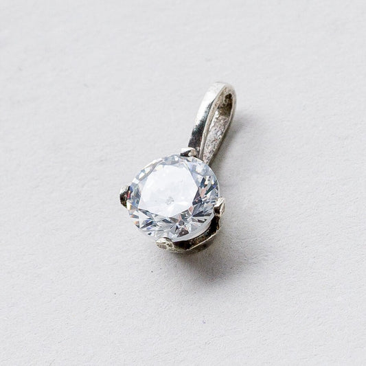 Anhänger Silber Weißer Stein 1,1 cm 0,51 g0