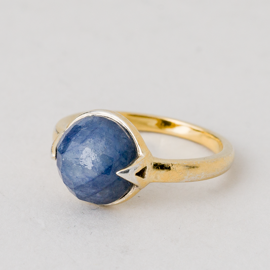 Ring Blauer Stein 3,56 g 925er Silber vergoldet Größe 55 (17,5 mm Ø)0