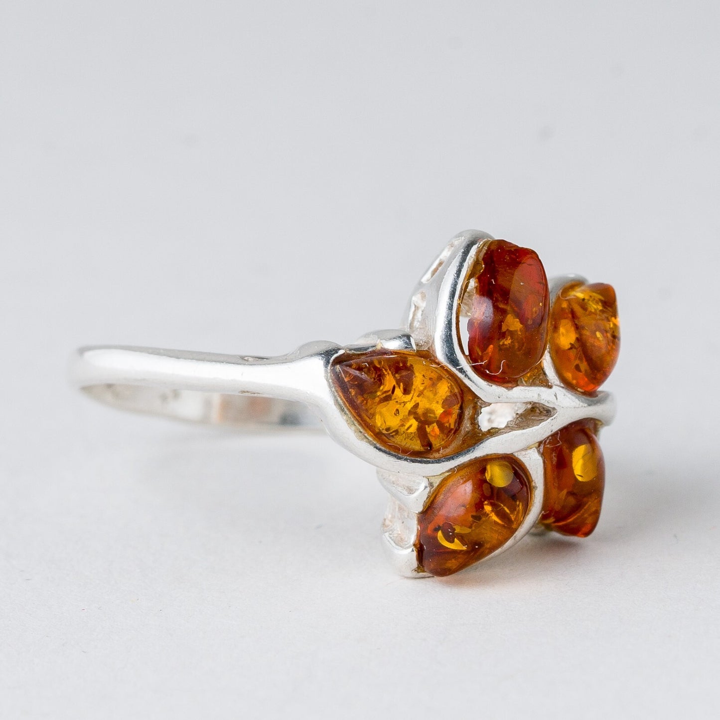 Silber Ring 925 Bernstein Größe 57 (18,1 mm Ø) 4,2 g1