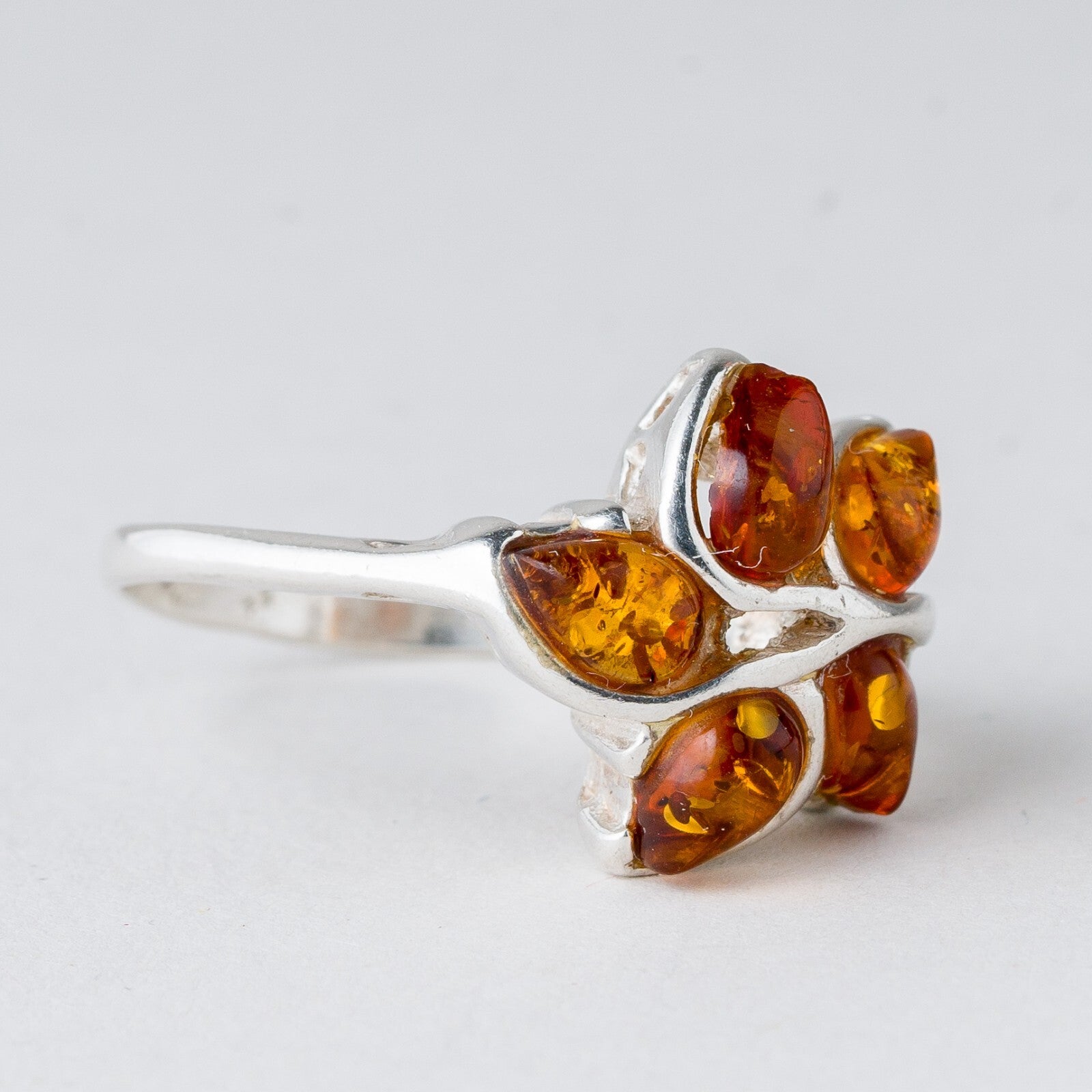 Silber Ring 925 Bernstein Größe 57 (18,1 mm Ø) 4,2 g1