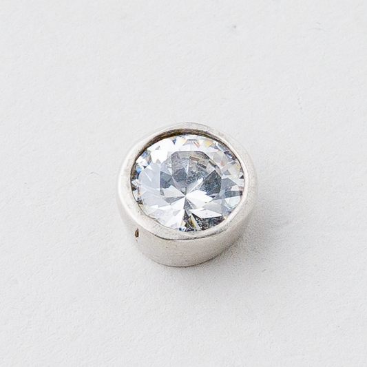 Anhänger Weißer Stein 925er Silber 1,2 g 0,8 cm0