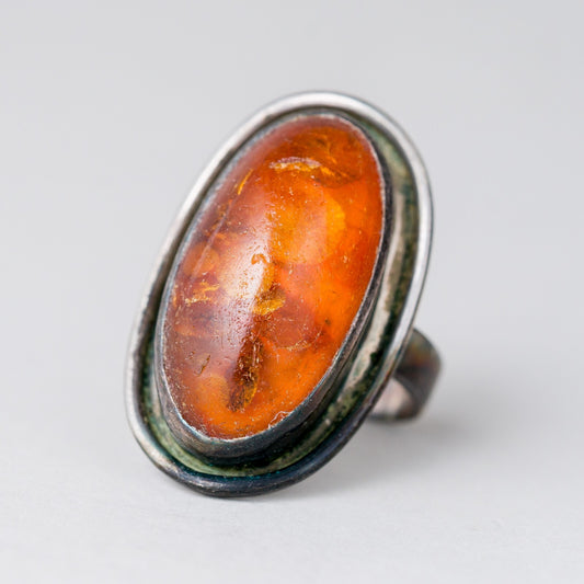 Ring Bernstein 9,08 g 835er Silber Größe flexibel0