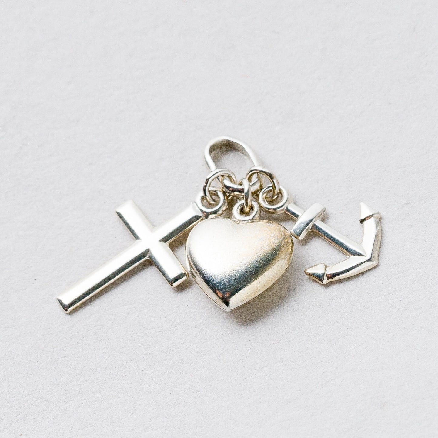 Silber Anhänger Kettenanhänger 925 Anker Herz Kreuz 1,5 cm 0,87 g0
