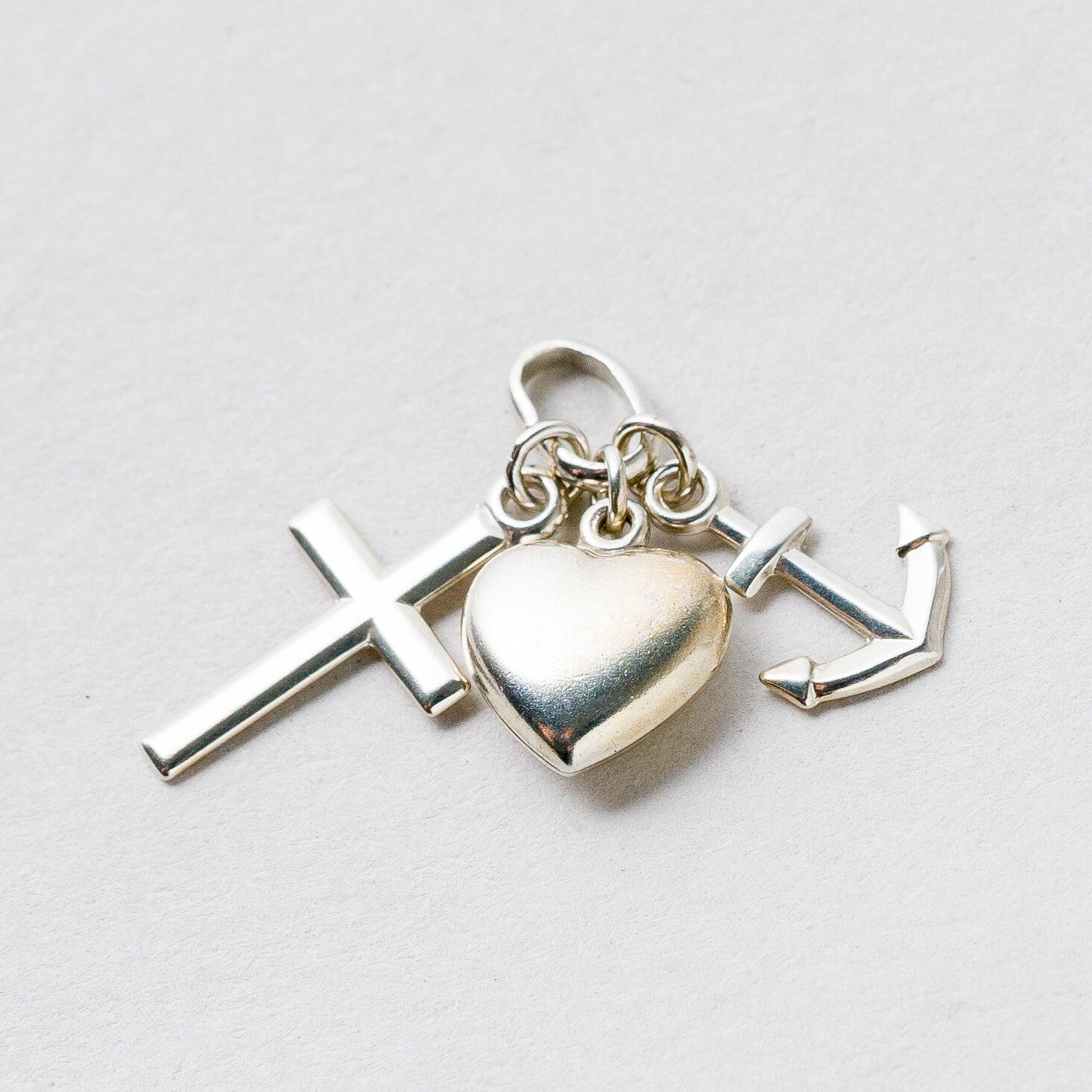 Silber Anhänger Kettenanhänger 925 Anker Herz Kreuz 1,5 cm 0,87 g0