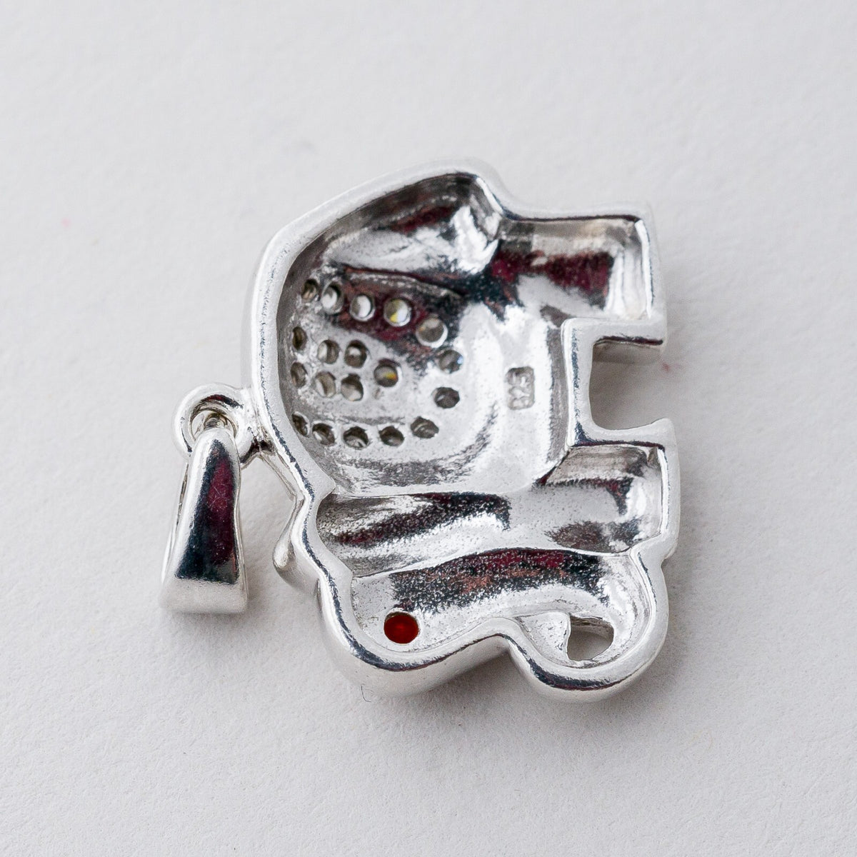 Anhänger Silber 925 Elefant Weiße und Rote Steine 2,3 cm 4,26 g5
